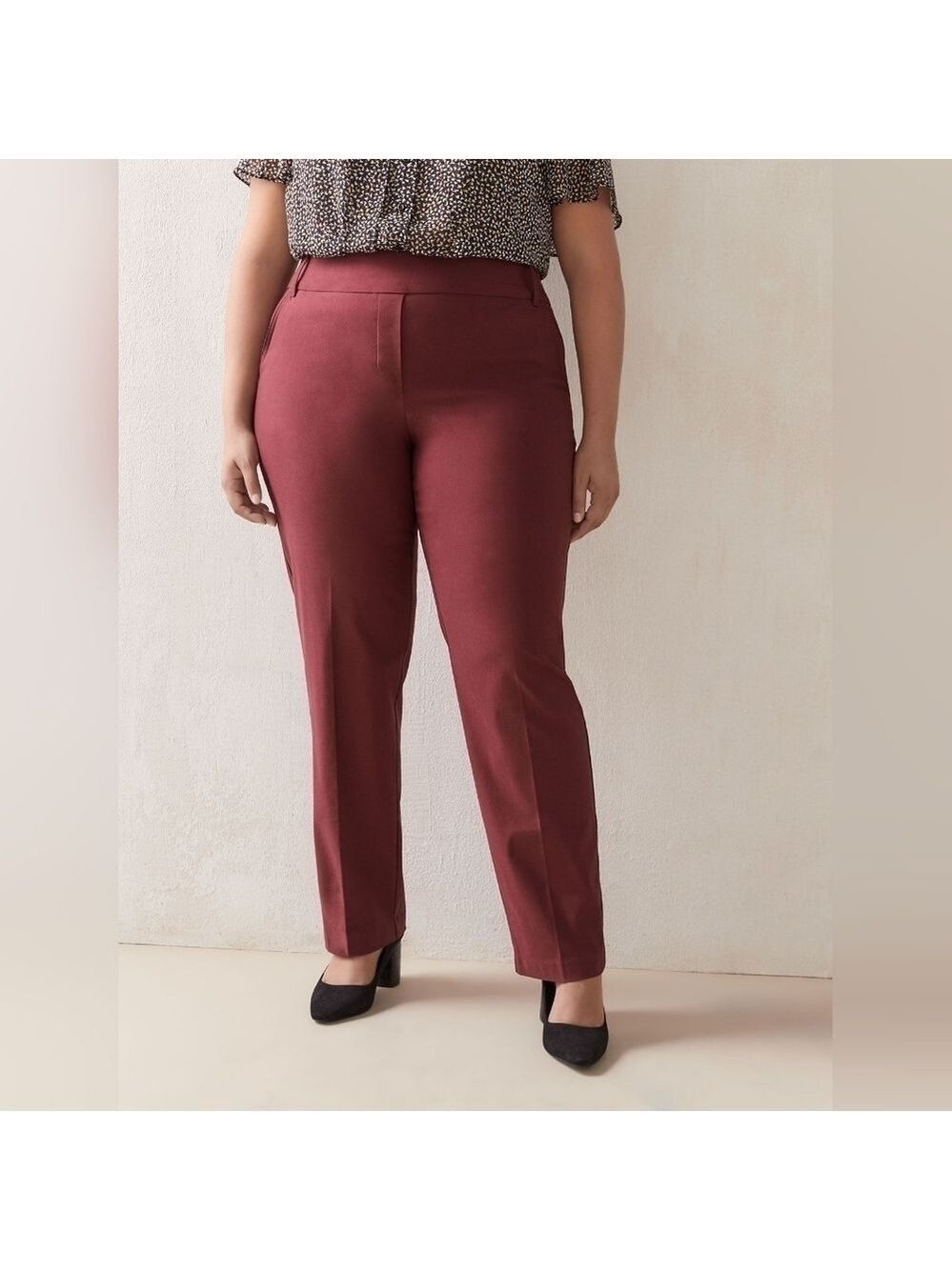 30P - In Every Story | Savvy Universal Fit Straight Leg Pant  - Maroon